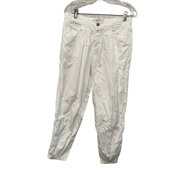 J Brand Le Baggie white cotton cropped pleated front pleated hem pants 26 - Picture 1 of 4